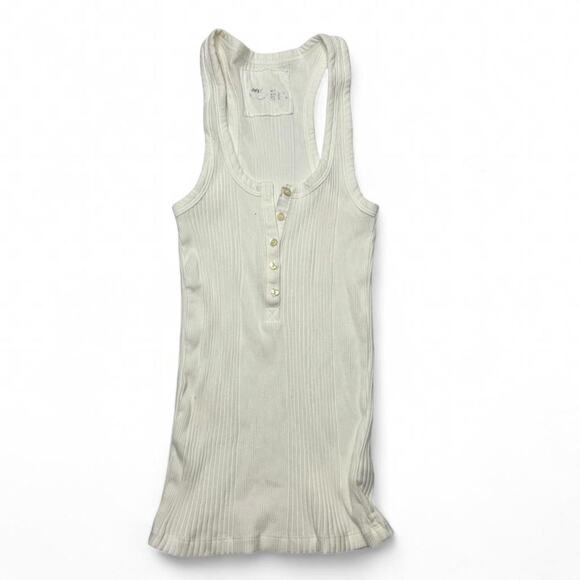 Aerie XS Ribbed Fitted Full Length Henley Tank Top Perfect Basics Cotton Based - Picture 4 of 6
